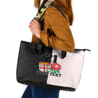 Custom Fiji England Rugby Leather Tote Bag Tapa Pattern and Rose Flower World Cup 2023 - Wonder Print Shop