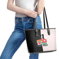 Custom Fiji England Rugby Leather Tote Bag Tapa Pattern and Rose Flower World Cup 2023 - Wonder Print Shop