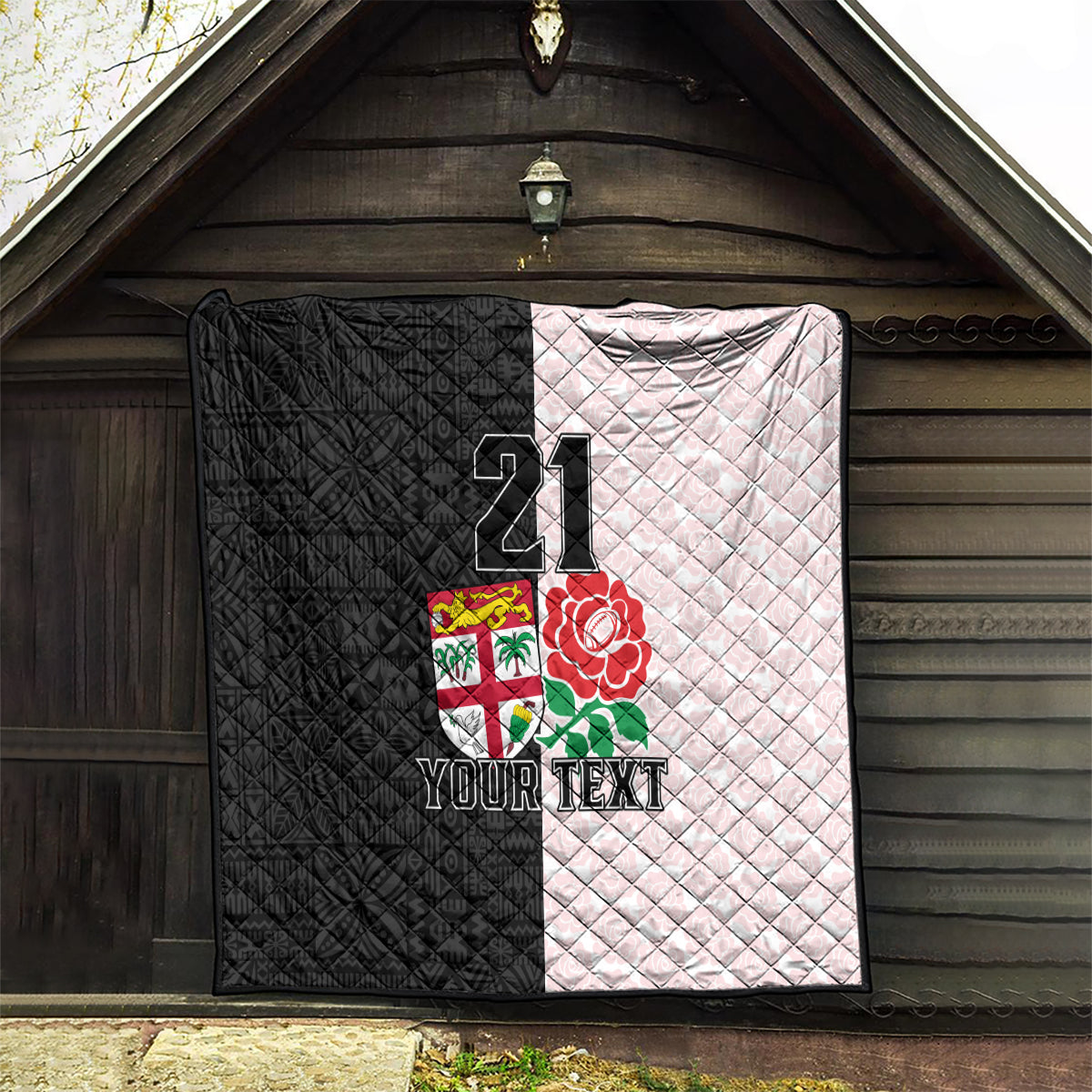 Custom Fiji England Rugby Quilt Tapa Pattern and Rose Flower World Cup 2023 - Wonder Print Shop