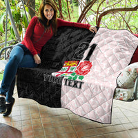 Custom Fiji England Rugby Quilt Tapa Pattern and Rose Flower World Cup 2023 - Wonder Print Shop