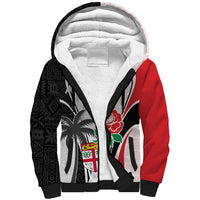 Custom Fiji England Rugby Sherpa Hoodie Tapa Pattern and Rose Flower World Cup 2023 - Wonder Print Shop