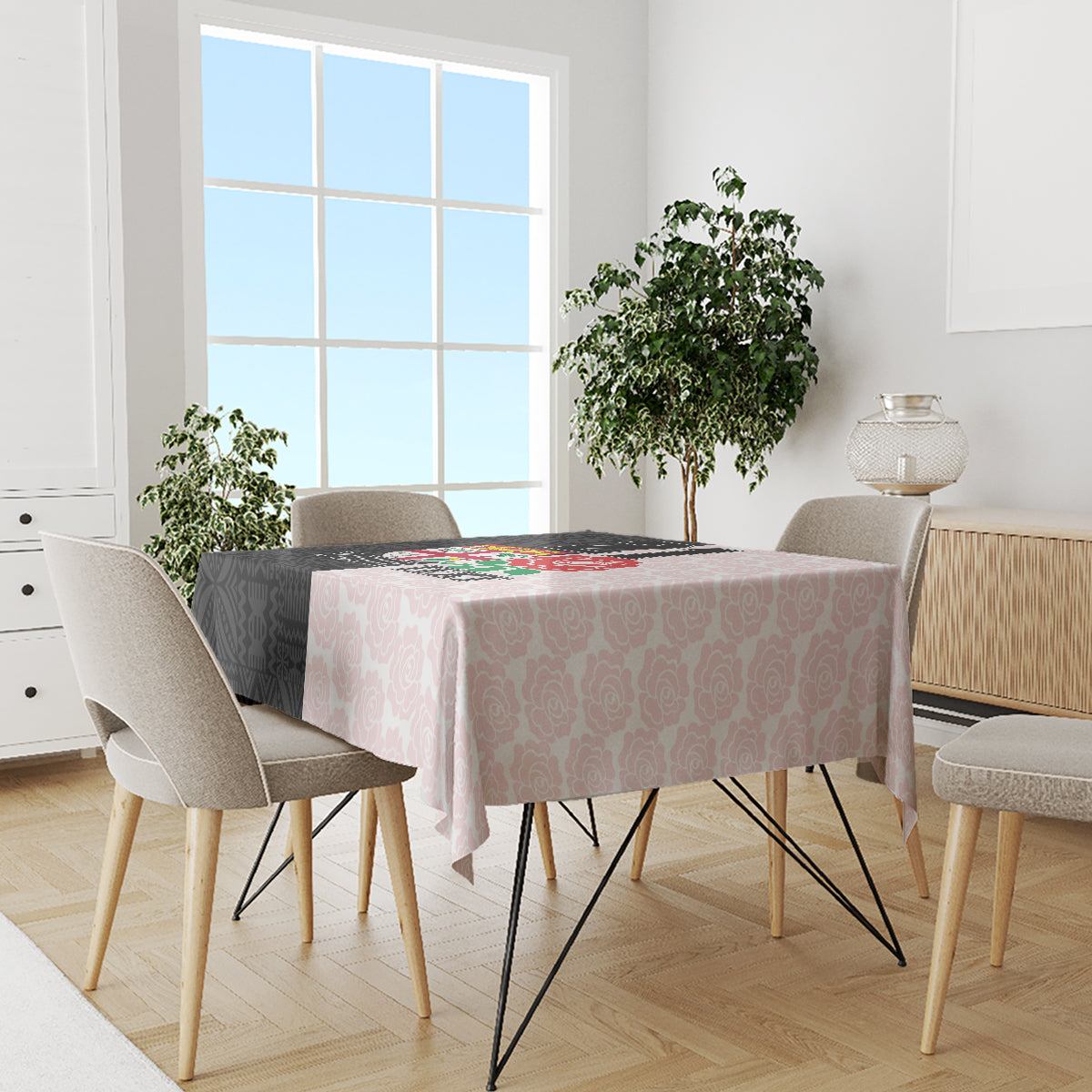 Custom Fiji England Rugby Tablecloth Tapa Pattern and Rose Flower World Cup 2023 - Wonder Print Shop