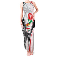 Custom Fiji England Rugby Tank Maxi Dress Tapa Pattern and Rose Flower World Cup 2023 - Wonder Print Shop