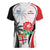 Custom Fiji England Rugby Women V Neck T Shirt Tapa Pattern and Rose Flower World Cup 2023 - Wonder Print Shop
