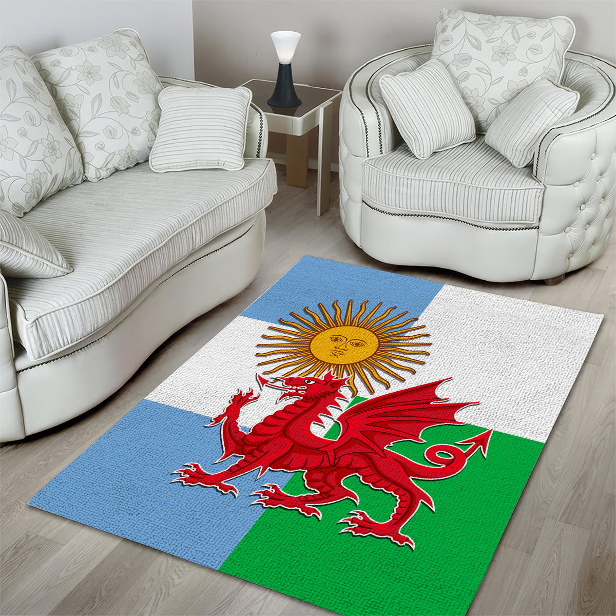 Wales Argentina Rugby Area Rug The Welsh Dragon and Sol De Mayo World Cup 2023 LT9 - Wonder Print Shop