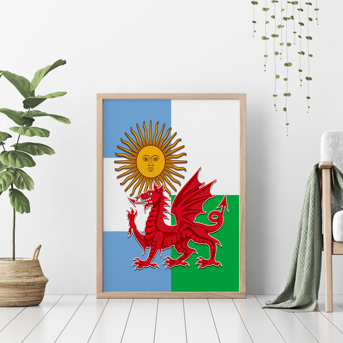 Wales Argentina Rugby Canvas Wall Art The Welsh Dragon and Sol De Mayo World Cup 2023 LT9 - Wonder Print Shop