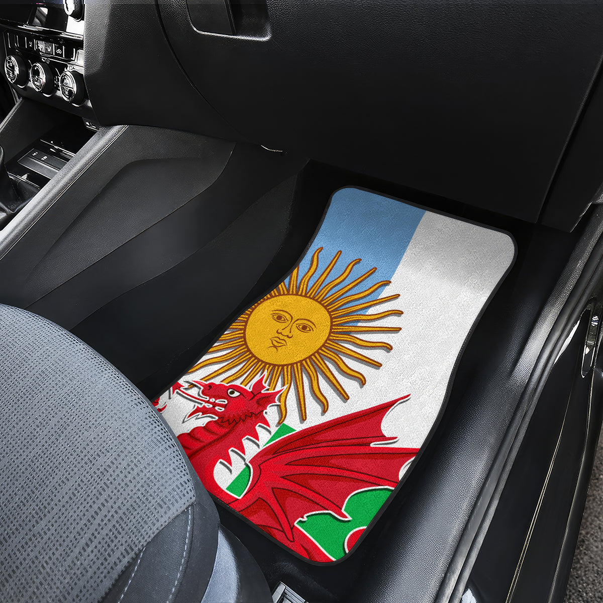 Wales Argentina Rugby Car Mats The Welsh Dragon and Sol De Mayo World Cup 2023 LT9 - Wonder Print Shop
