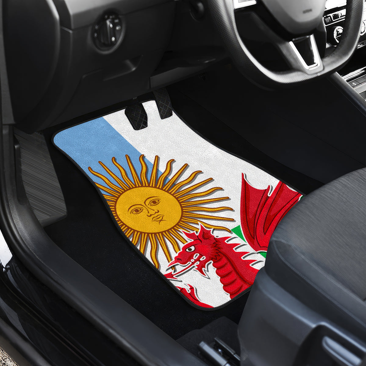 Wales Argentina Rugby Car Mats The Welsh Dragon and Sol De Mayo World Cup 2023 LT9 - Wonder Print Shop