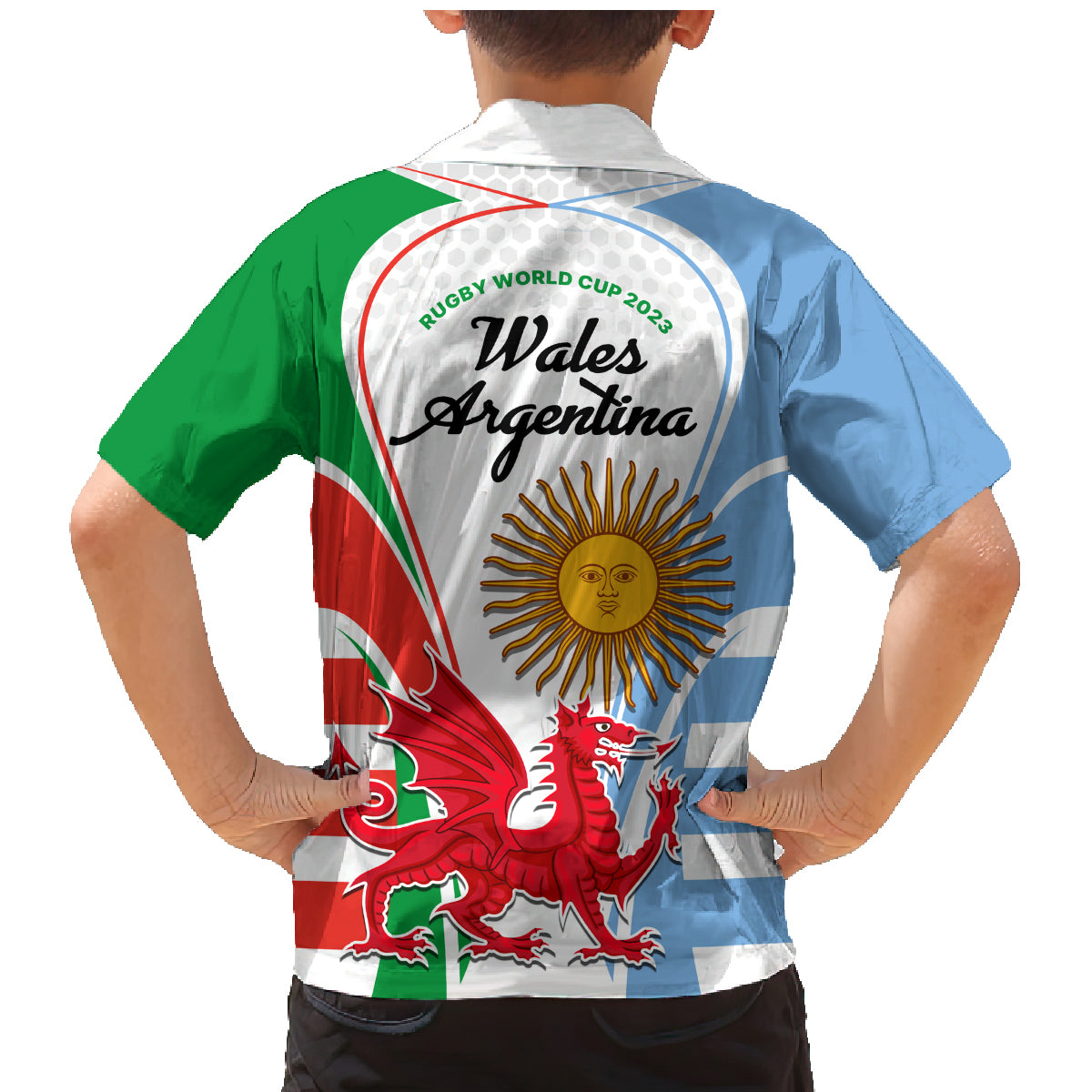 Wales Argentina Rugby Family Matching Mermaid Dress and Hawaiian Shirt The Welsh Dragon and Sol De Mayo World Cup 2023 LT9 - Wonder Print Shop