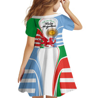Wales Argentina Rugby Family Matching Off Shoulder Long Sleeve Dress and Hawaiian Shirt The Welsh Dragon and Sol De Mayo World Cup 2023 - Wonder Print Shop