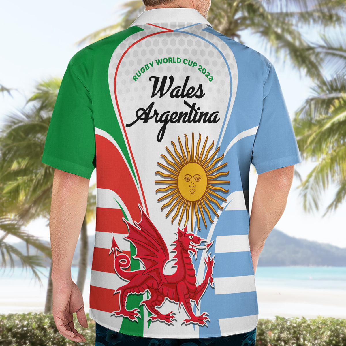 Wales Argentina Rugby Hawaiian Shirt The Welsh Dragon and Sol De Mayo World Cup 2023 - Wonder Print Shop
