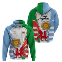 Wales Argentina Rugby Hoodie The Welsh Dragon and Sol De Mayo World Cup 2023 - Wonder Print Shop