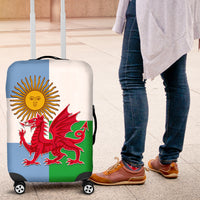 Wales Argentina Rugby Luggage Cover The Welsh Dragon and Sol De Mayo World Cup 2023 - Wonder Print Shop