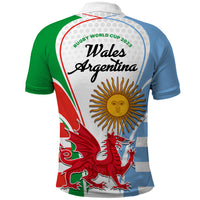 Wales Argentina Rugby Polo Shirt The Welsh Dragon and Sol De Mayo World Cup 2023 - Wonder Print Shop