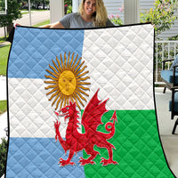 Wales Argentina Rugby Quilt The Welsh Dragon and Sol De Mayo World Cup 2023 - Wonder Print Shop