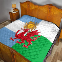 Wales Argentina Rugby Quilt The Welsh Dragon and Sol De Mayo World Cup 2023 - Wonder Print Shop