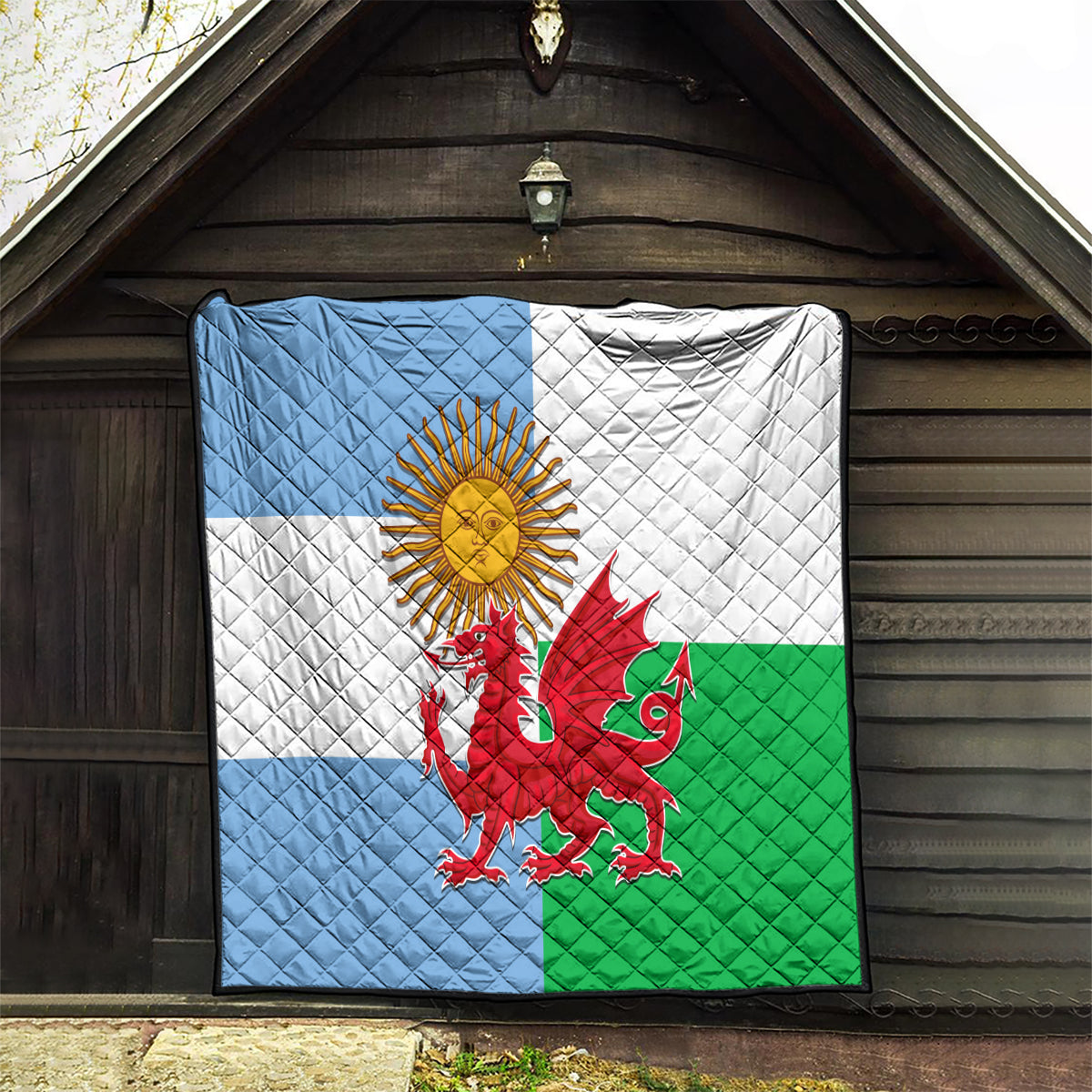 Wales Argentina Rugby Quilt The Welsh Dragon and Sol De Mayo World Cup 2023 - Wonder Print Shop
