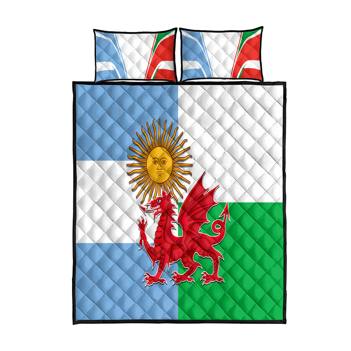 Wales Argentina Rugby Quilt Bed Set The Welsh Dragon and Sol De Mayo World Cup 2023 - Wonder Print Shop