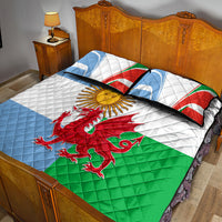 Wales Argentina Rugby Quilt Bed Set The Welsh Dragon and Sol De Mayo World Cup 2023 - Wonder Print Shop
