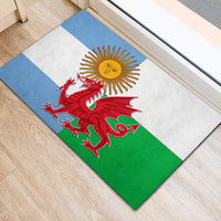 Wales Argentina Rugby Rubber Doormat The Welsh Dragon and Sol De Mayo World Cup 2023 - Wonder Print Shop