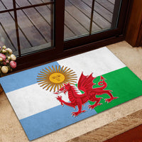 Wales Argentina Rugby Rubber Doormat The Welsh Dragon and Sol De Mayo World Cup 2023 - Wonder Print Shop