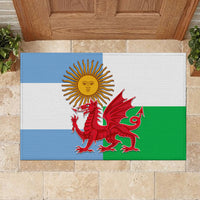Wales Argentina Rugby Rubber Doormat The Welsh Dragon and Sol De Mayo World Cup 2023 - Wonder Print Shop