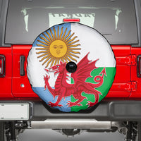 Wales Argentina Rugby Spare Tire Cover The Welsh Dragon and Sol De Mayo World Cup 2023 - Wonder Print Shop