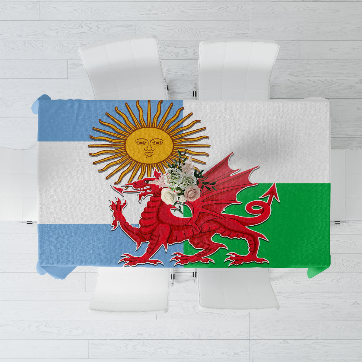 Wales Argentina Rugby Tablecloth The Welsh Dragon and Sol De Mayo World Cup 2023 - Wonder Print Shop