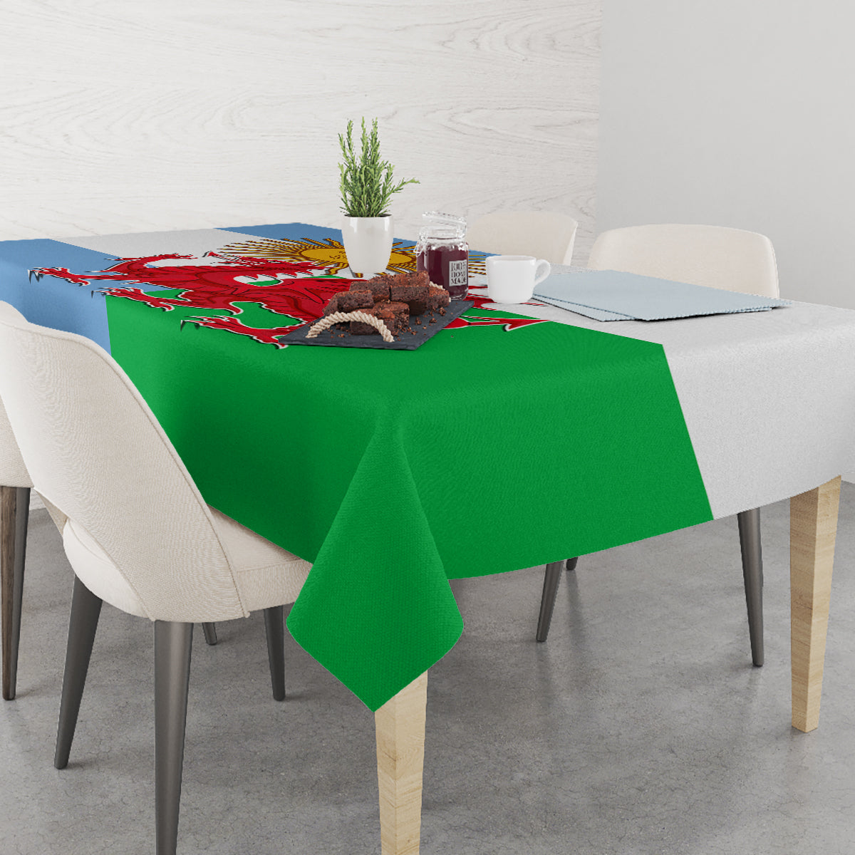 Wales Argentina Rugby Tablecloth The Welsh Dragon and Sol De Mayo World Cup 2023 - Wonder Print Shop