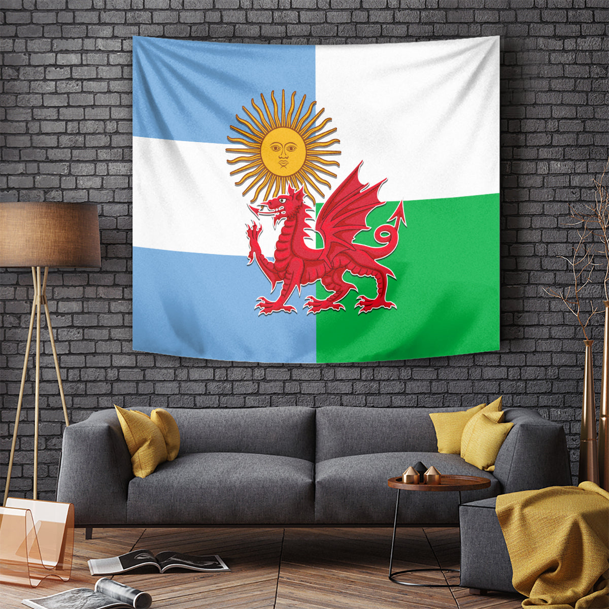 Wales Argentina Rugby Tapestry The Welsh Dragon and Sol De Mayo World Cup 2023 - Wonder Print Shop