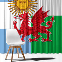 Wales Argentina Rugby Window Curtain The Welsh Dragon and Sol De Mayo World Cup 2023 - Wonder Print Shop
