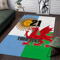 Custom Wales Argentina Rugby Area Rug The Welsh Dragon and Sol De Mayo World Cup 2023 LT9 - Wonder Print Shop