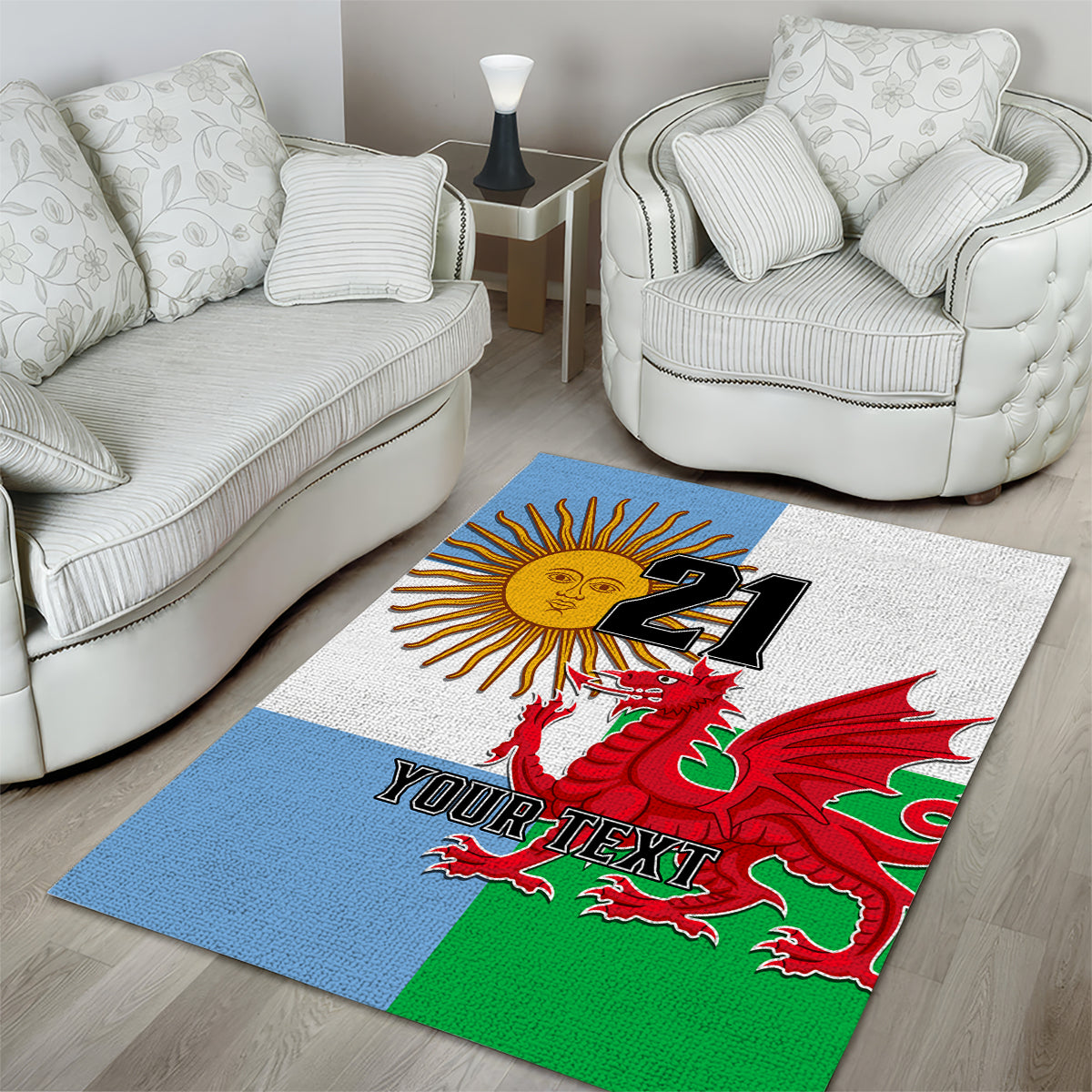 Custom Wales Argentina Rugby Area Rug The Welsh Dragon and Sol De Mayo World Cup 2023 LT9 - Wonder Print Shop