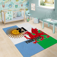 Custom Wales Argentina Rugby Area Rug The Welsh Dragon and Sol De Mayo World Cup 2023 LT9 - Wonder Print Shop