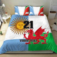 Custom Wales Argentina Rugby Bedding Set The Welsh Dragon and Sol De Mayo World Cup 2023 LT9 - Wonder Print Shop