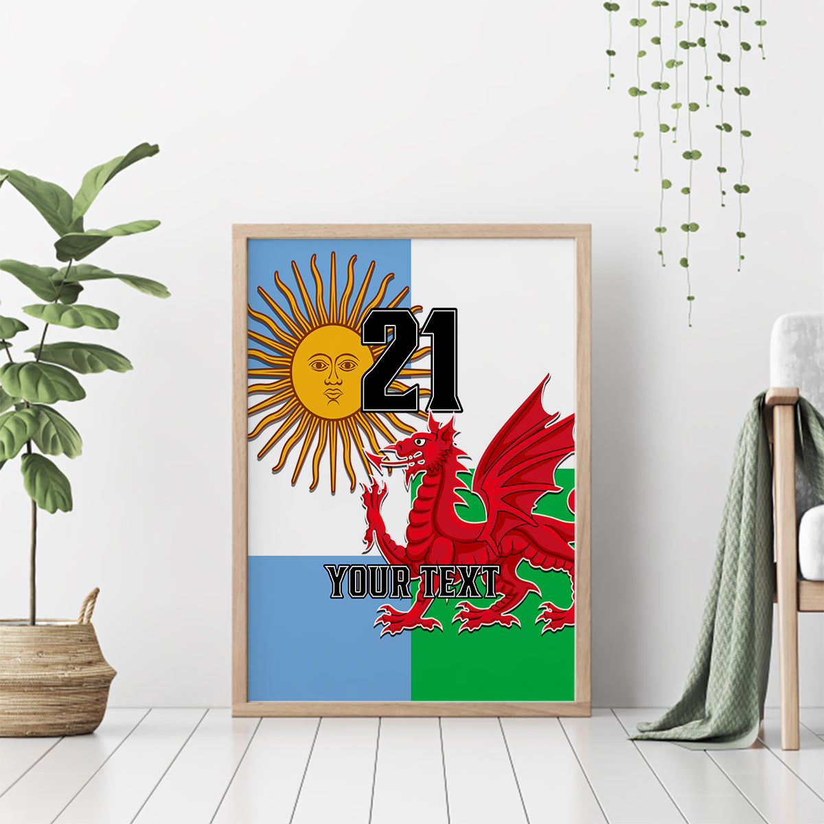 Custom Wales Argentina Rugby Canvas Wall Art The Welsh Dragon and Sol De Mayo World Cup 2023 LT9 - Wonder Print Shop