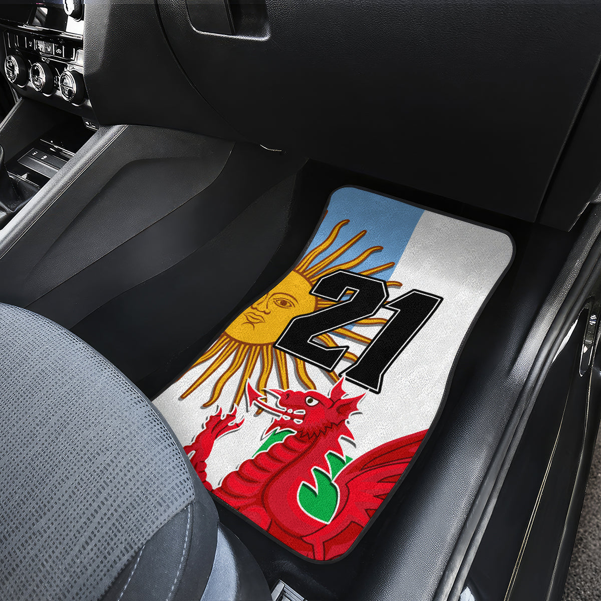 Custom Wales Argentina Rugby Car Mats The Welsh Dragon and Sol De Mayo World Cup 2023 LT9 - Wonder Print Shop