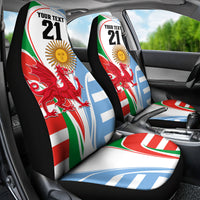 Custom Wales Argentina Rugby Car Seat Cover The Welsh Dragon and Sol De Mayo World Cup 2023 LT9 - Wonder Print Shop
