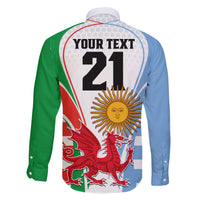 Custom Wales Argentina Rugby Family Matching Short Sleeve Bodycon Dress and Hawaiian Shirt The Welsh Dragon and Sol De Mayo World Cup 2023 - Wonder Print Shop