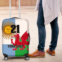 Custom Wales Argentina Rugby Luggage Cover The Welsh Dragon and Sol De Mayo World Cup 2023 - Wonder Print Shop