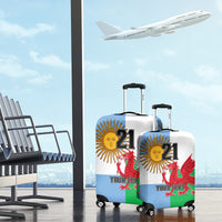 Custom Wales Argentina Rugby Luggage Cover The Welsh Dragon and Sol De Mayo World Cup 2023 - Wonder Print Shop