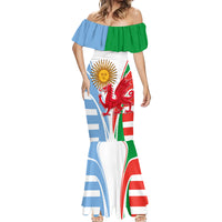 Custom Wales Argentina Rugby Mermaid Dress The Welsh Dragon and Sol De Mayo World Cup 2023 - Wonder Print Shop