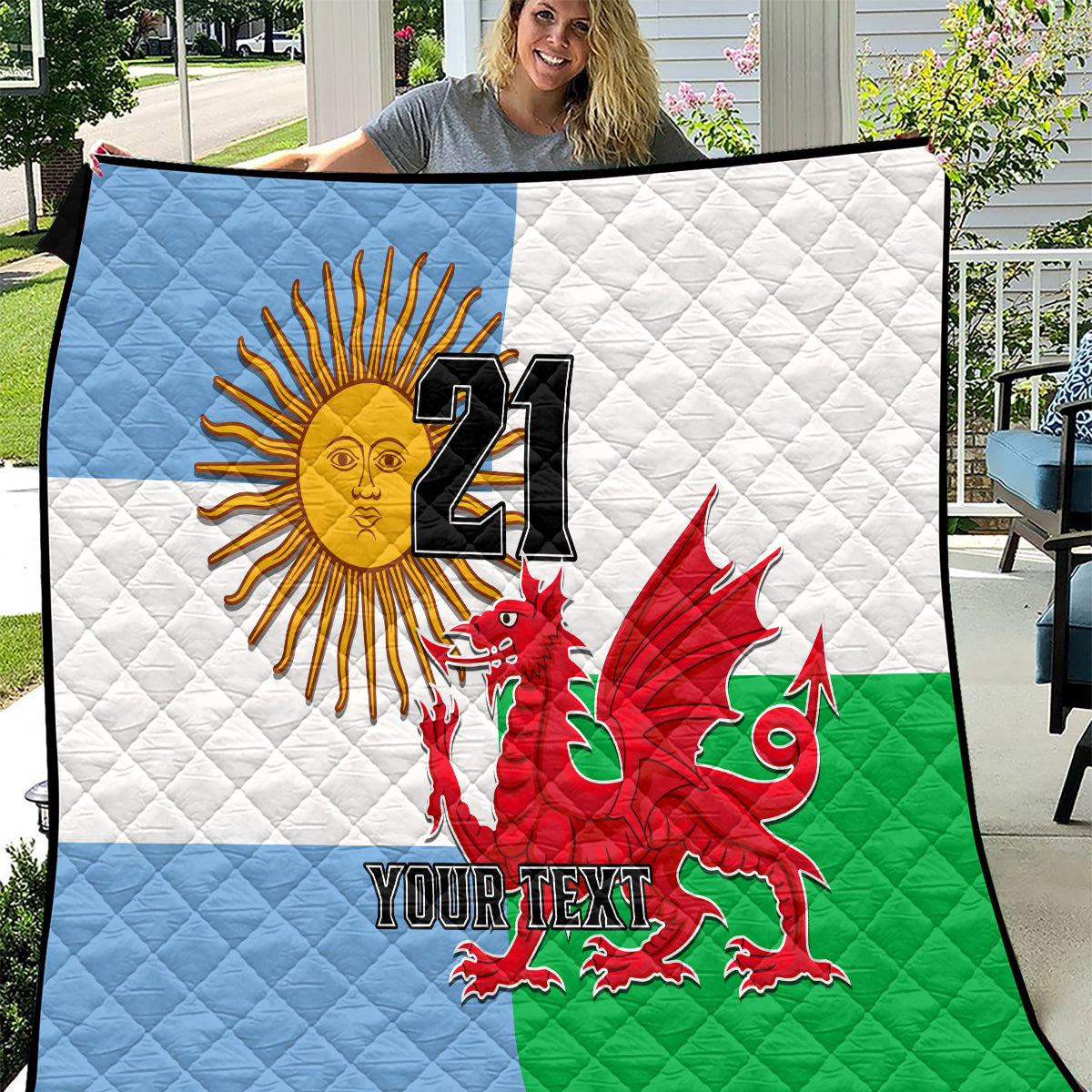 Custom Wales Argentina Rugby Quilt The Welsh Dragon and Sol De Mayo World Cup 2023 - Wonder Print Shop