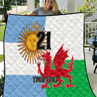Custom Wales Argentina Rugby Quilt The Welsh Dragon and Sol De Mayo World Cup 2023 - Wonder Print Shop