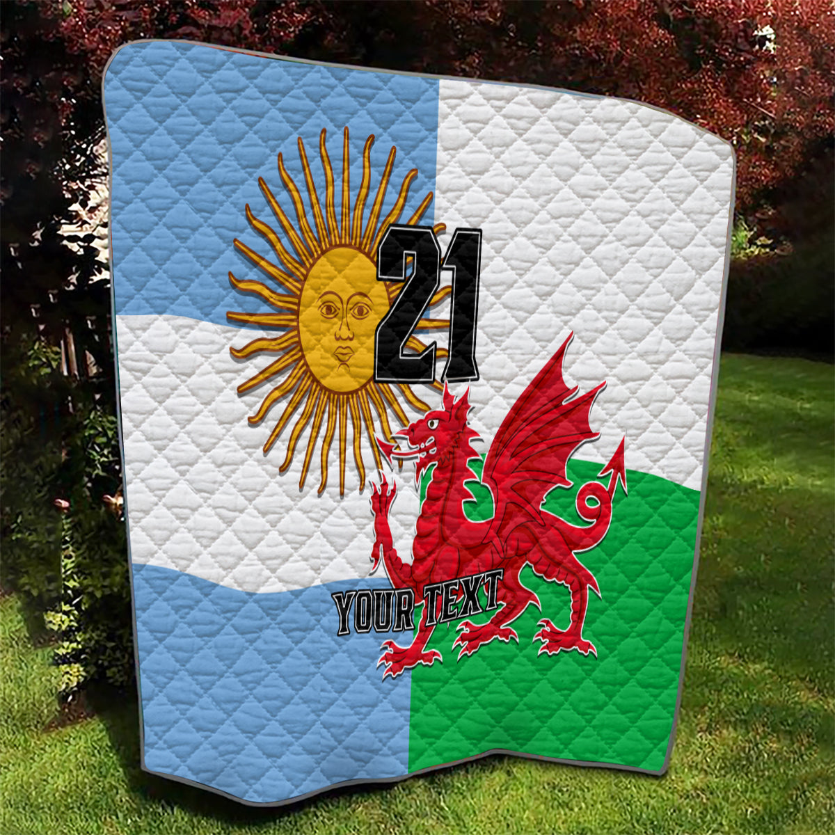 Custom Wales Argentina Rugby Quilt The Welsh Dragon and Sol De Mayo World Cup 2023 - Wonder Print Shop