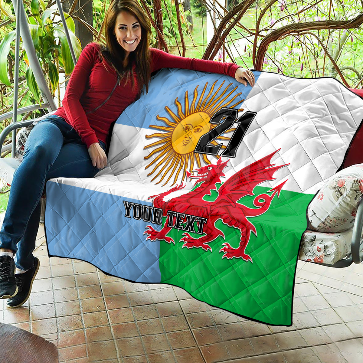 Custom Wales Argentina Rugby Quilt The Welsh Dragon and Sol De Mayo World Cup 2023 - Wonder Print Shop