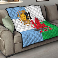 Custom Wales Argentina Rugby Quilt The Welsh Dragon and Sol De Mayo World Cup 2023 - Wonder Print Shop