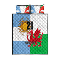 Custom Wales Argentina Rugby Quilt Bed Set The Welsh Dragon and Sol De Mayo World Cup 2023 - Wonder Print Shop