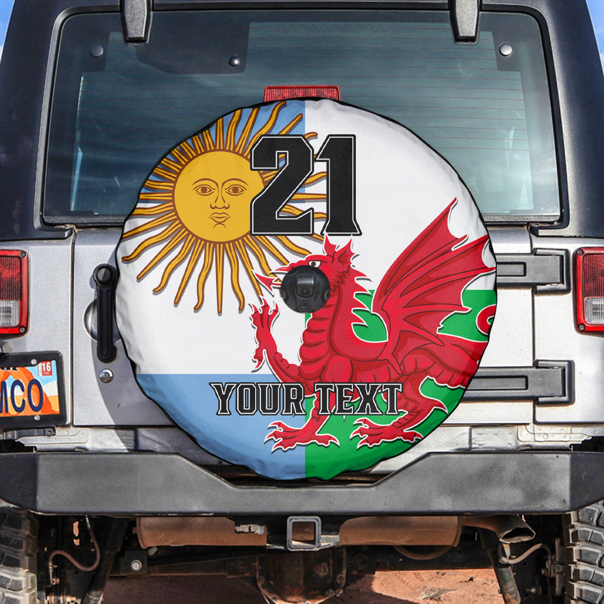Custom Wales Argentina Rugby Spare Tire Cover The Welsh Dragon and Sol De Mayo World Cup 2023 - Wonder Print Shop