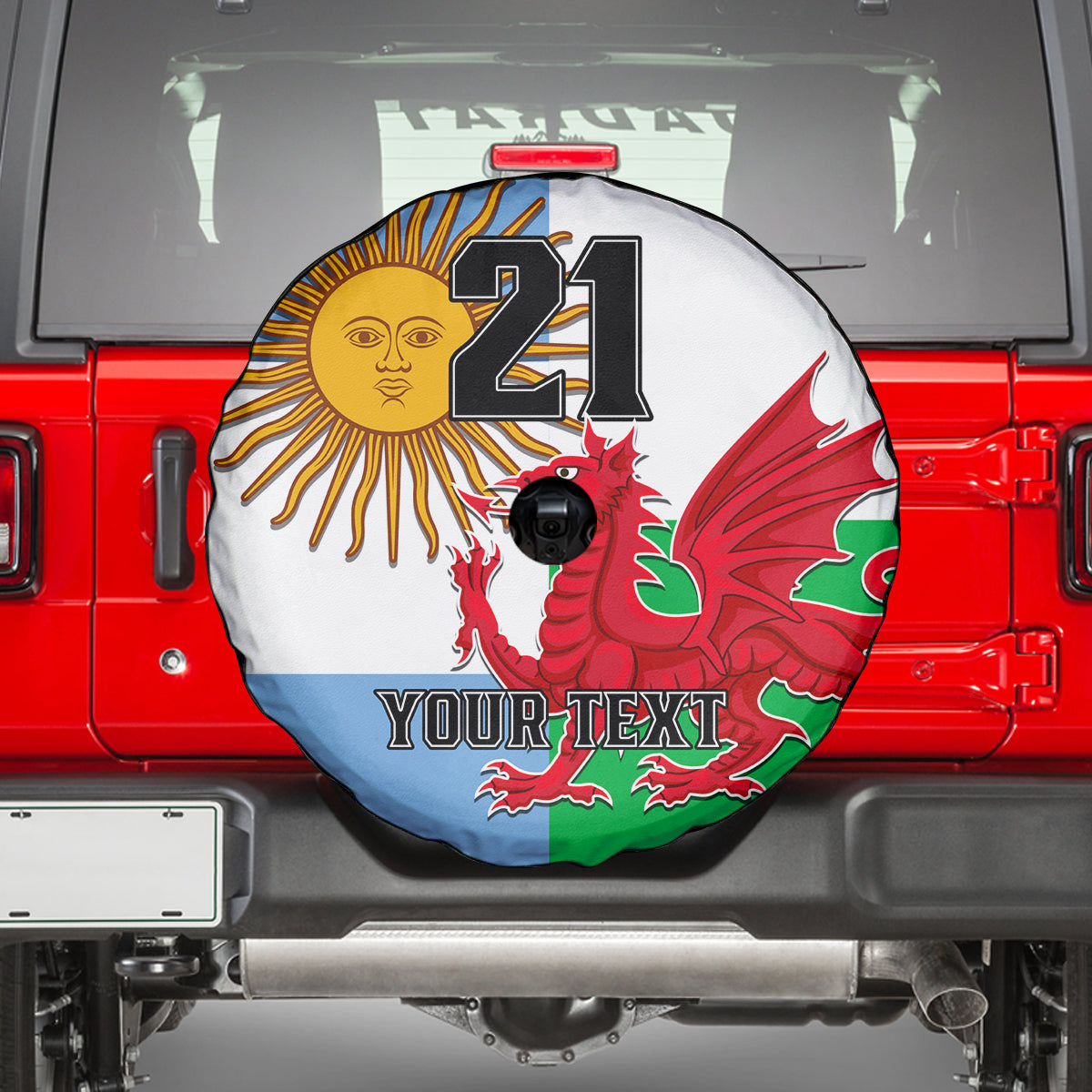 Custom Wales Argentina Rugby Spare Tire Cover The Welsh Dragon and Sol De Mayo World Cup 2023 - Wonder Print Shop